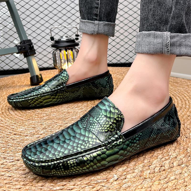 Herr Loafers Moccasins Färg Körskor Bekväma Plattor Casual Slip-ons Större Storlekar Pea Shoes för Män