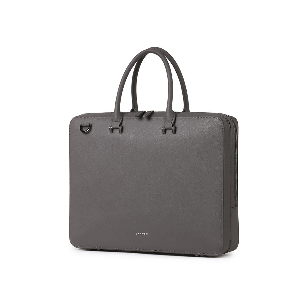 Tantin Noble Briefcase Cowhide Document Bag T13807 Grey