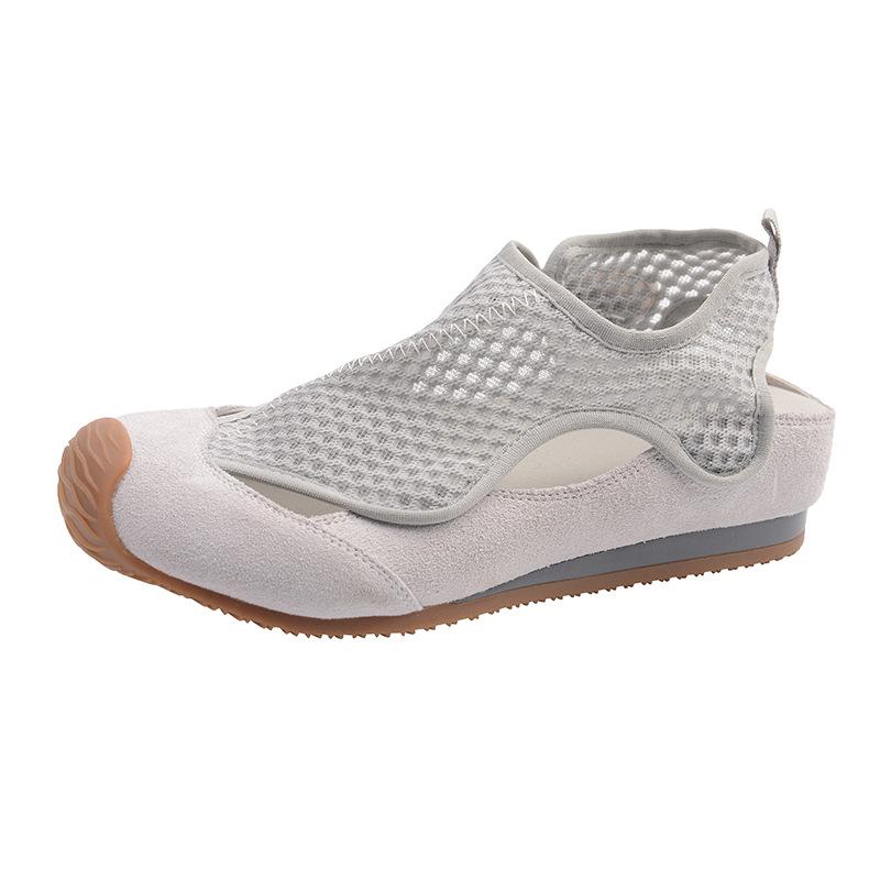 

2025 Korean version of one-pedal lazy Velcro explosion casual shoes bag head mesh hollow women s shoes 40