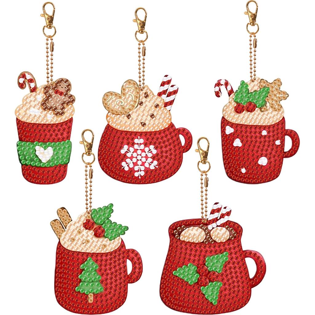 5PCS Double Sided Special Shape Diamond Painting Art Keychain Pendant  for Beginners Birthday Crafting Home Party Decor
