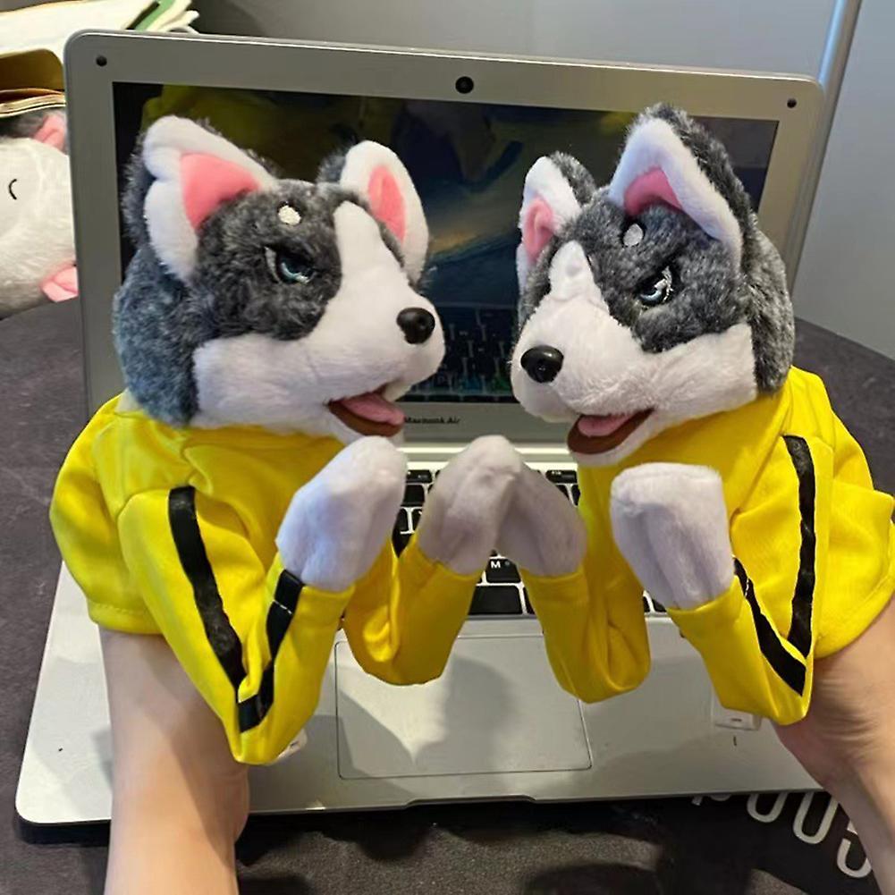 Cartoon-Gesang Kung-Fu Huskys Handpuppe Spielzeug Eltern-Kind Interaktives Plüschtier für Jungen Mädchen