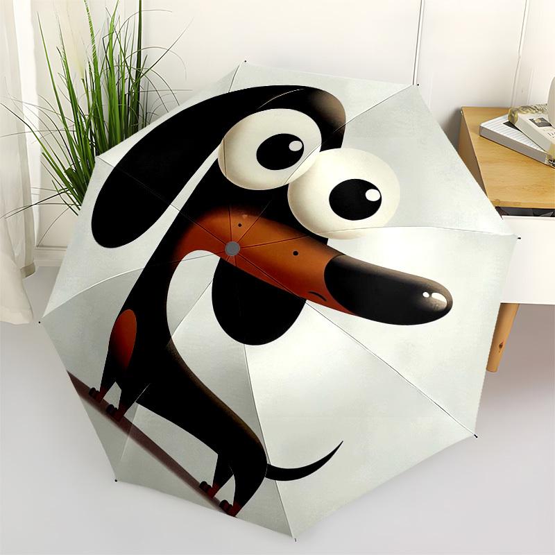 1pc Dachshund Illustration Umbrella with Plastic Handle,Vibrant Cartoon Pattern,Multi-functional UmbrellaB2025