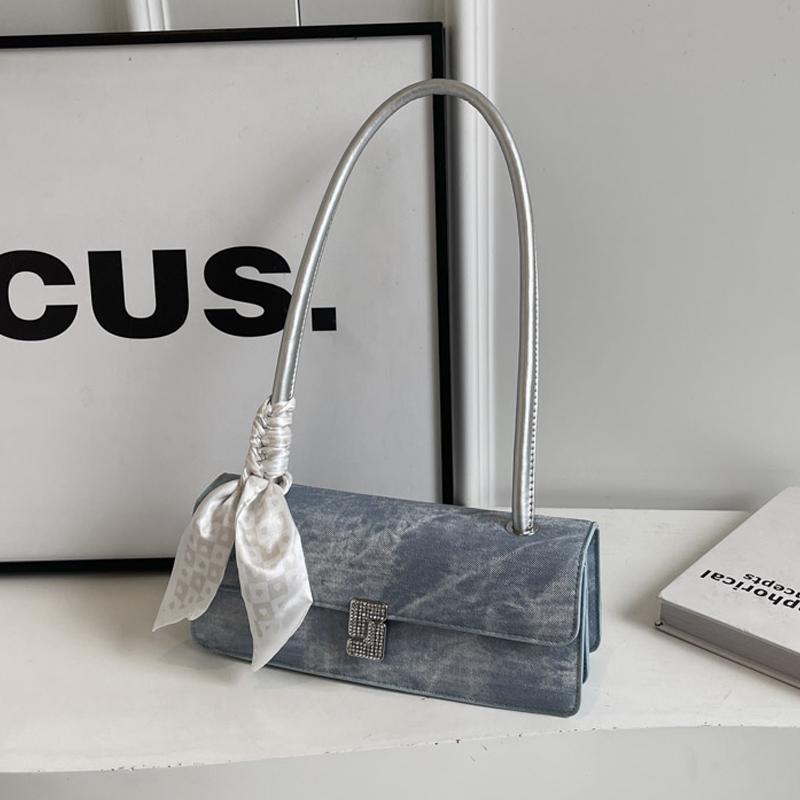 Fashion Underarm Bag for Women French Simple Versatile Single Shoulder Bags Temperament Elegant Party Handbags with Ribbon