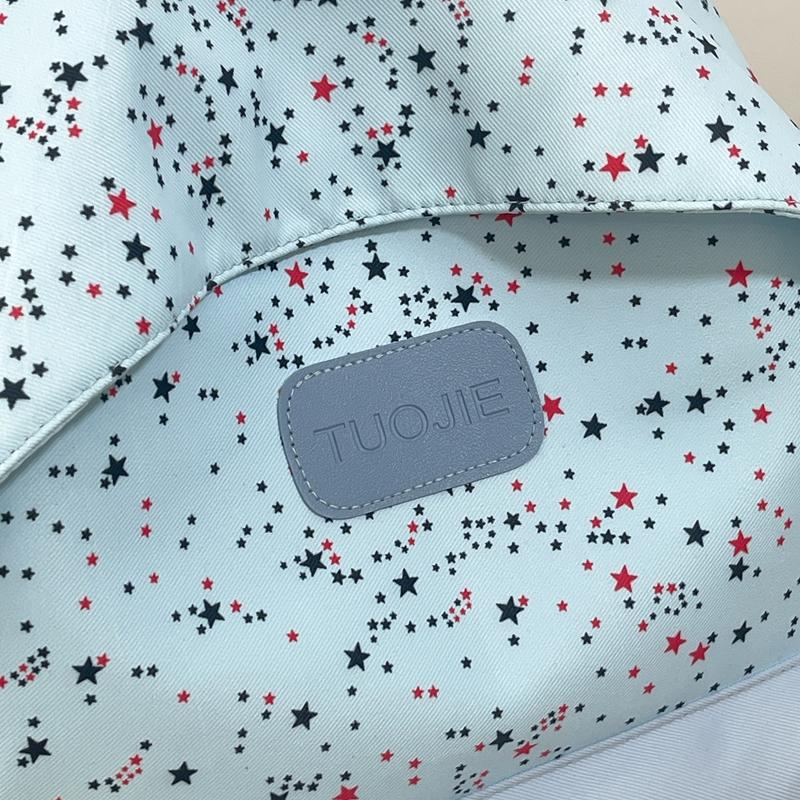 Star Print Backpack with Front Pocket and Side Drawstring Pockets for School and Casual Use