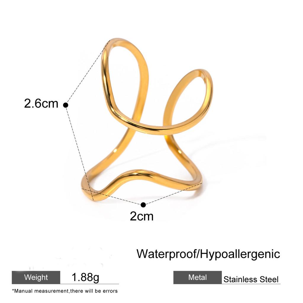 ERESI Fashion Rings Adjustable PVD 18k Gold Plated Stainless Steel Ring Waterproof Statement Rings Jewelry Women