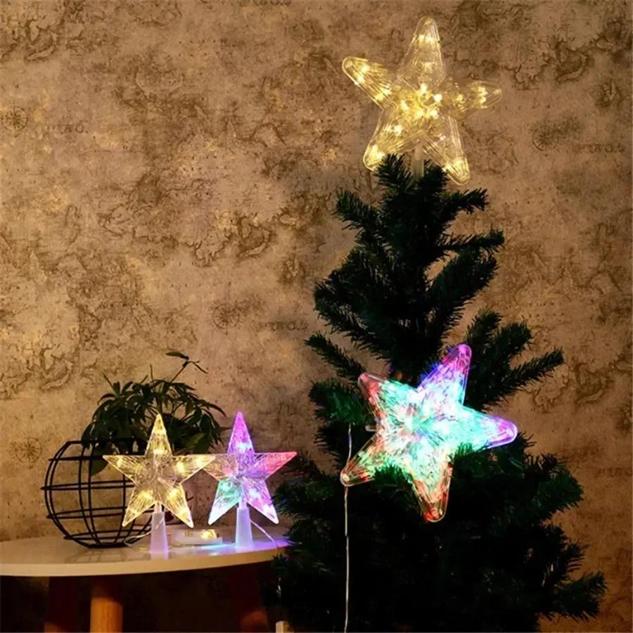 LED Pentagram Christmas Tree Top Lights New Year Decoration Garland Fairy Lights Party Wedding Christmas Decoration