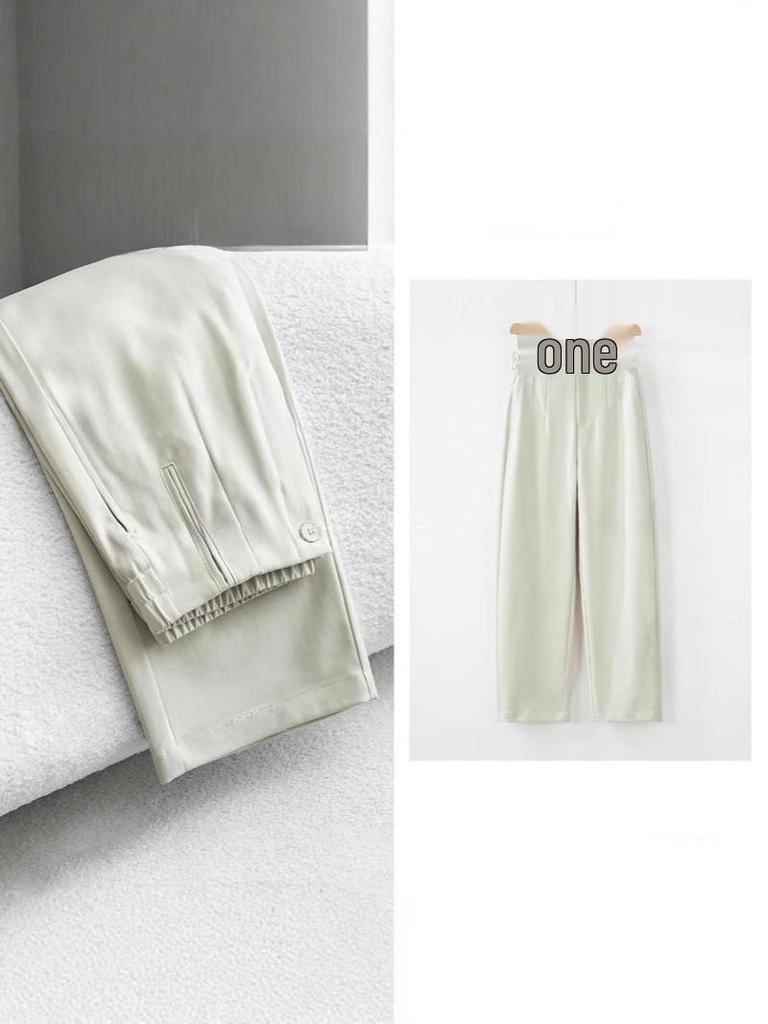 High-End Autumn Designer Wrinkle-Resistant High-Waisted Slimming Narrow Straight-Leg Pants