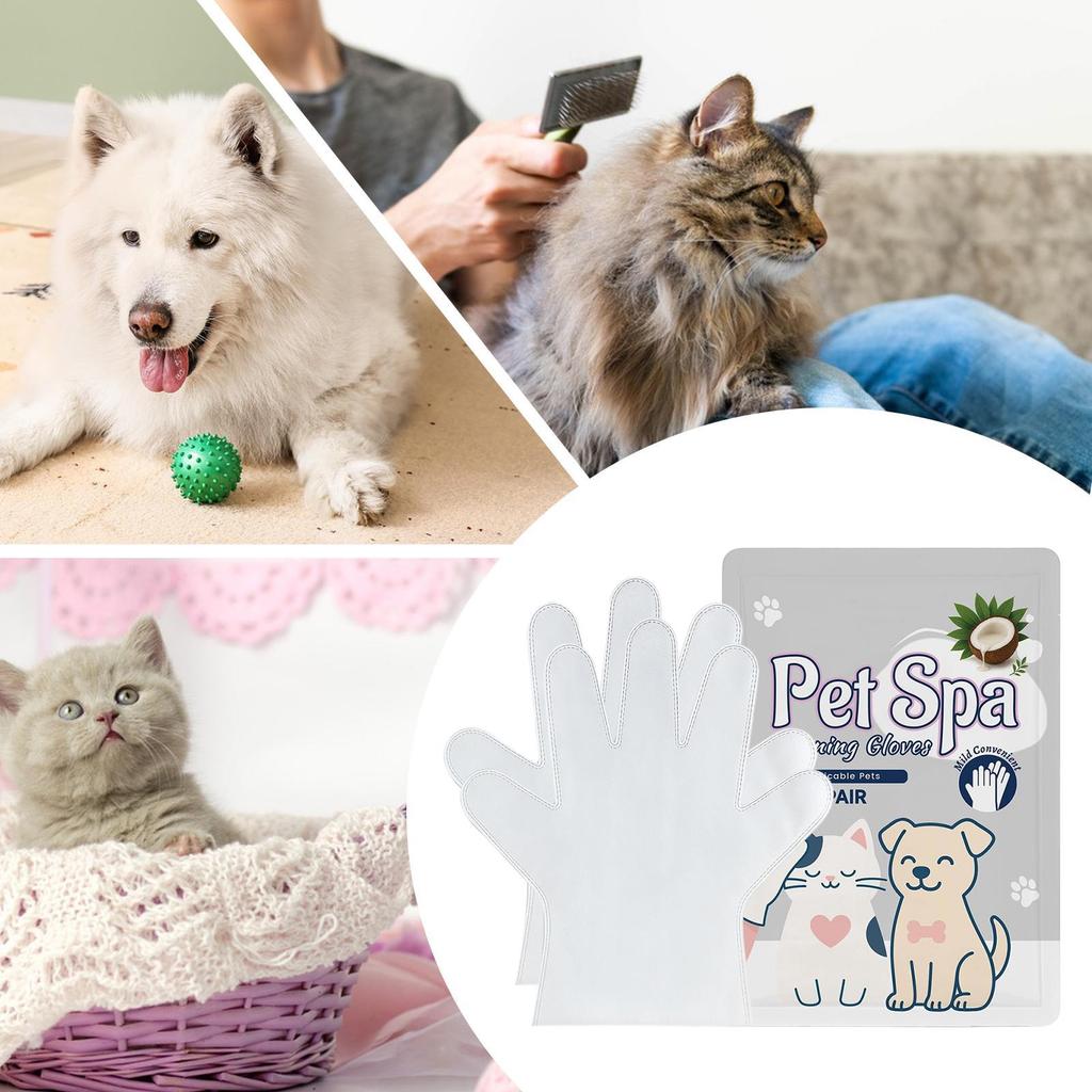 Dog Glove Wipes Everyday No-Wash Gentle 1 Pair Pet Cleaning Gloves Dog Wipes For Small To Large Breeds Kitten Puppy Travel