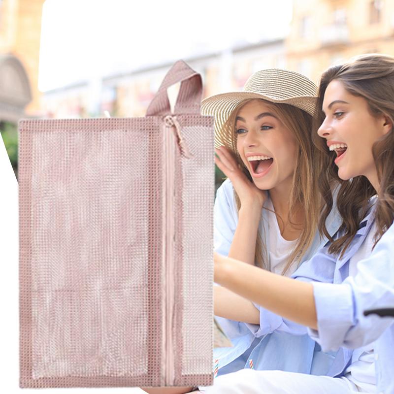 Mesh Zipper Bags Mesh Wash Bag Multi-functional Organizer Portable Toiletry Tote For Stationery Cosmetics Toiletries Home Dorm