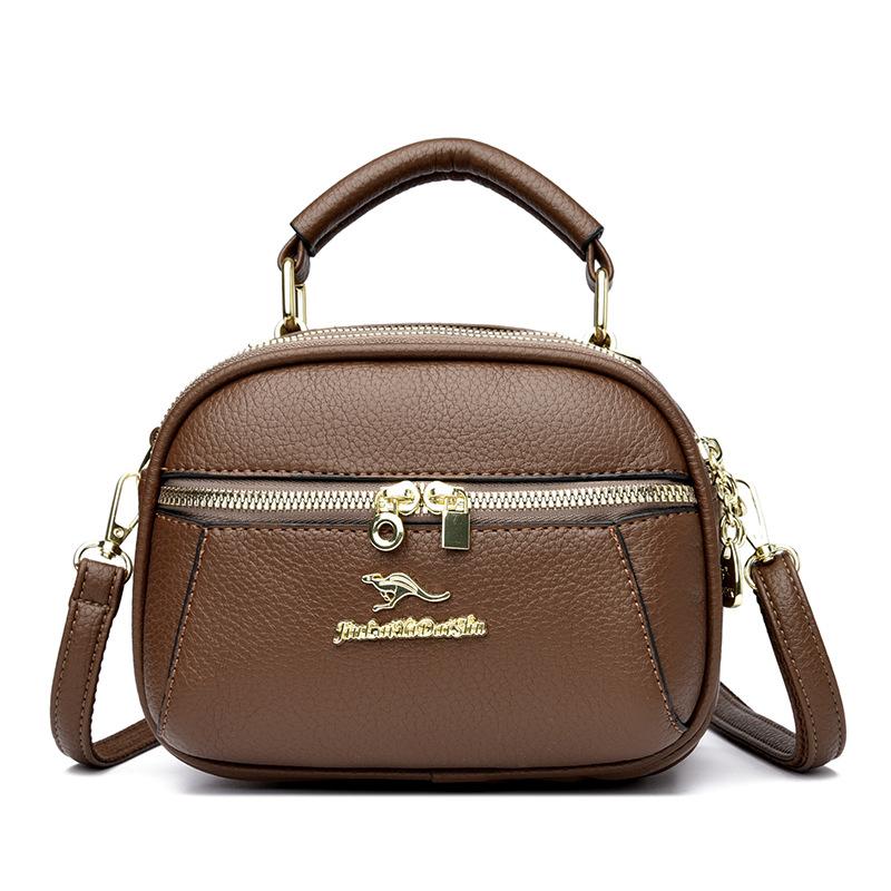 Soft leather small bag women's mobile phone bag 2025 new lightweight and versatile messenger bag fashionable and simple shoulder bag middle-aged moth