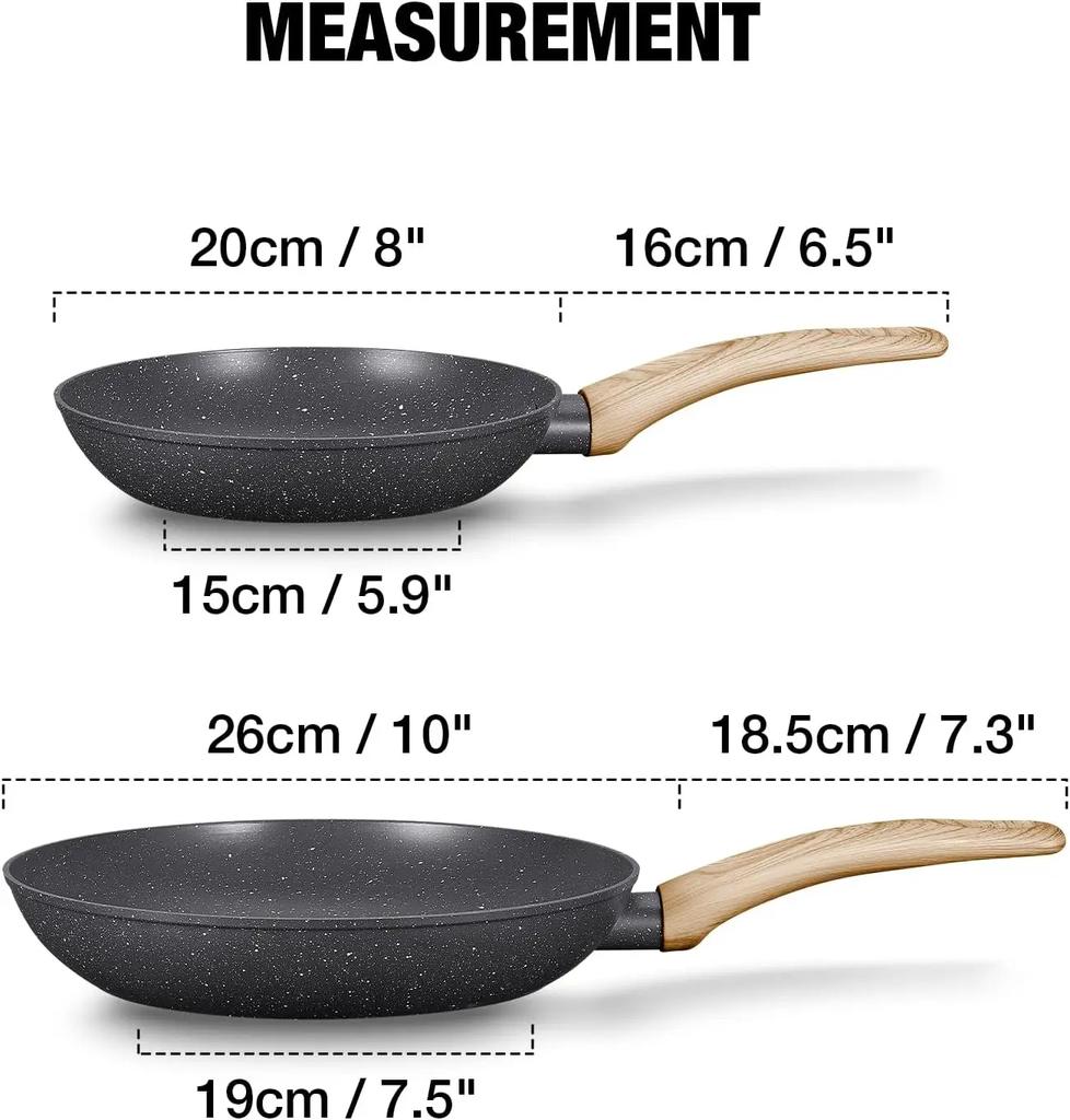Frying Pans Nonstick Ultra Non Stick Black Marble Omelet Pan with Ergonomic Bakelite Handle Aluminum Skillets 10 Inch