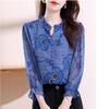 Women S Printed Chiffon Blouse 9 10 Sleeve Loose Fit Casual Shirt