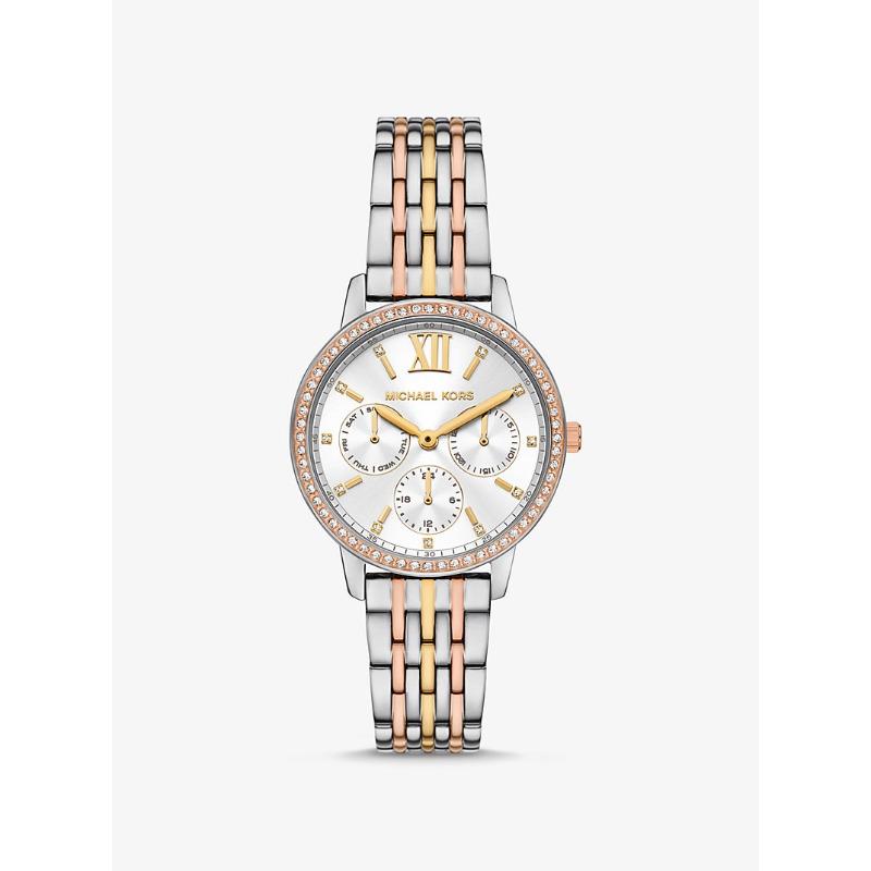 Часы Michael Kors Melissa с паве, трехцветные, MKO1117 серебряный
