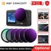 K&F CONCEPT Action Camera Filter for DJI Osmo Action 5Pro/Action 3/4 UV CPL ND/PL Black Mist 1/4 ND2-32 ND32-512 Optional Filter