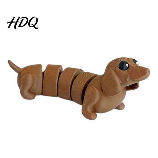 Miniature Dachshund Statue 3D Printed Figurine Articulated Dog Fidget Toy Puppy Collectible коричневый