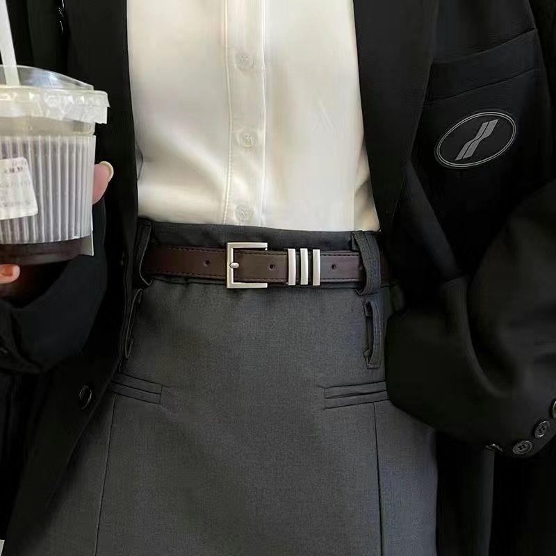 Vintage Black Women's Belt Effortless Fashionable Simple Pu Material For Stylish Outfits