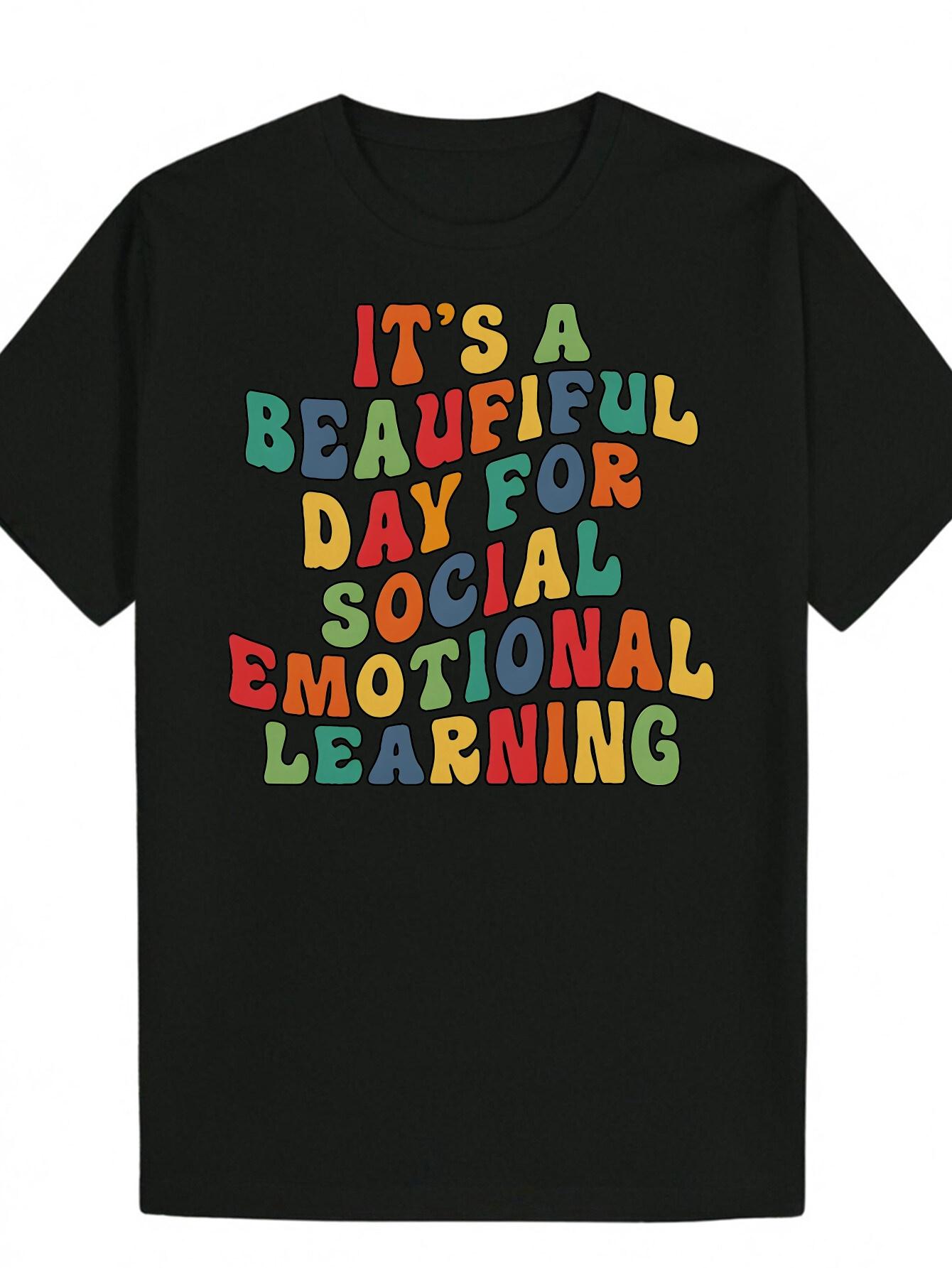 

Short Sleeve T-shirt - White Social Emotional Learning Graphic Tee with Colorful Lettering XXXXL
