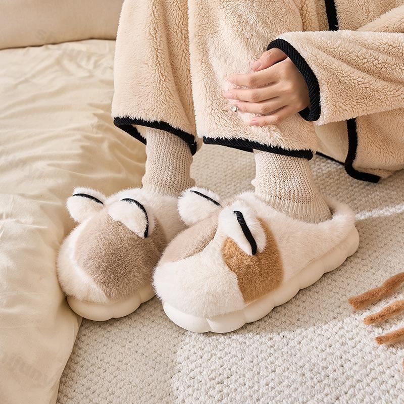 Fashion Cute Women Plush Shoes Autumn Winter New Fashion Thicken Men Indoor Home Shoes Warm Non-slip Comfortable Couple Cotton Slippers