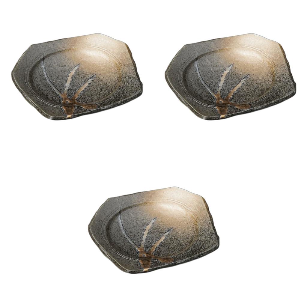 Set of 3 Susuki Plates x 15 x Ceramic Plates by Setomonohonpo Gold-Decorated [16 2.4 cm]