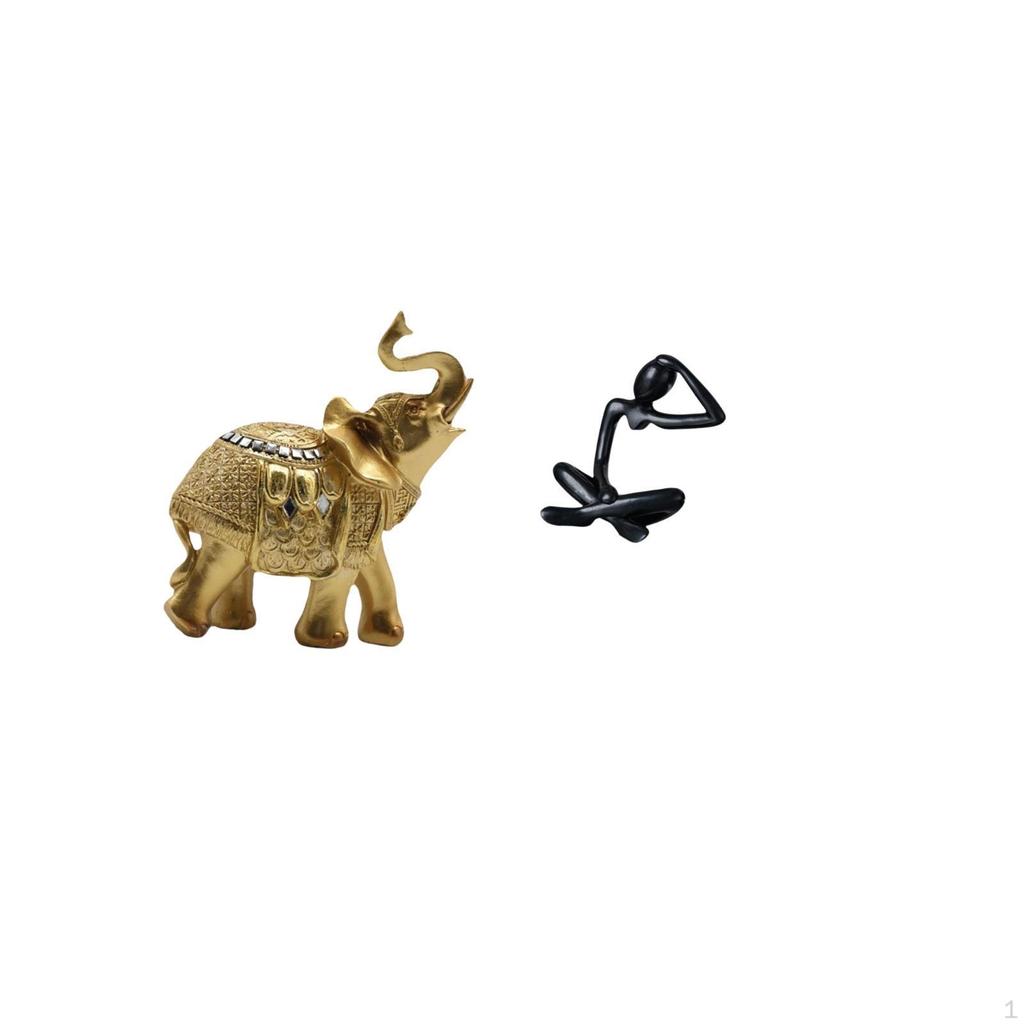 Elephant Thinker Statue Desktop Ornament Resin Art Crafts Animal Sculpture Decorative Figurine