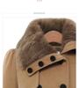 European & American Women's Slim Fit Double-Breasted Wool Coat with Fur Collar - 2024 Large Size Medium-Length Windbreaker