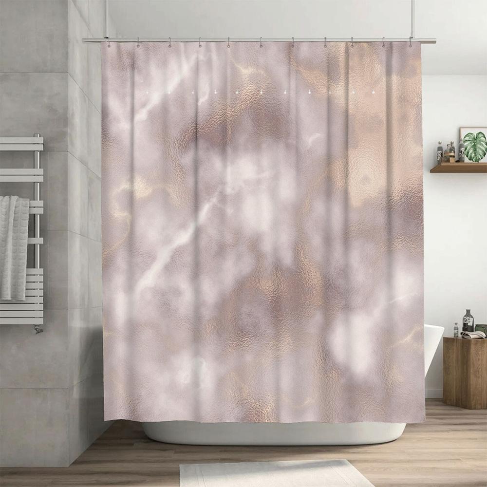 Luxury Gold Marble Shower Curtain Pink Beige Colorful Waterproof Bath Decor For Home Bathroom Decoration Size: 69 X 70 (Lxw)