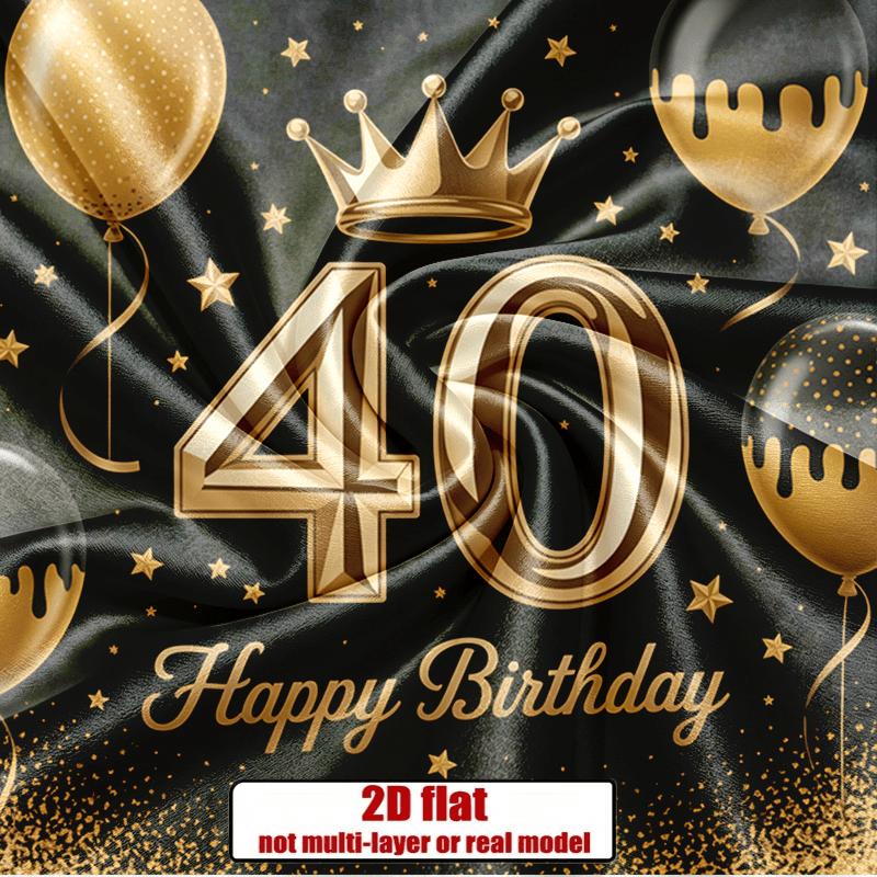 Party Backdrop 40Th Birthday Crown Flat Golden Balloons Multi Family Weddings Birthdays Photo Booth Decor Front Door Decor