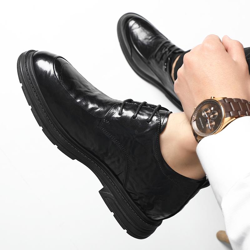 Nové Pánské 6/8CM Platformové Boty z Hovězí Kůže Zvyšující Výšku Pánské Boty do Kanceláře Business Svatba Zvedací Boty Pánské Zvedací Oblekové Boty