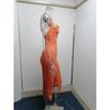 Women's Cowl Neck Spaghetti Strap Bodycon Midi Dress Elegant Ruched High Slit Party Dress