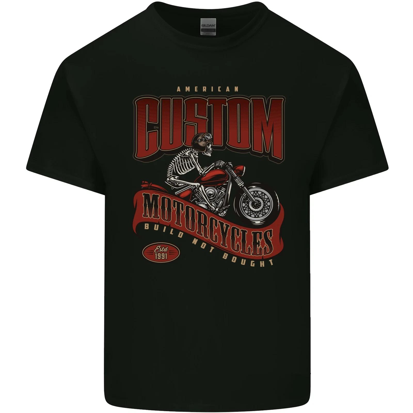 American Custom Motorcycles Biker Motorbike Kids T-Shirt Childrens XL