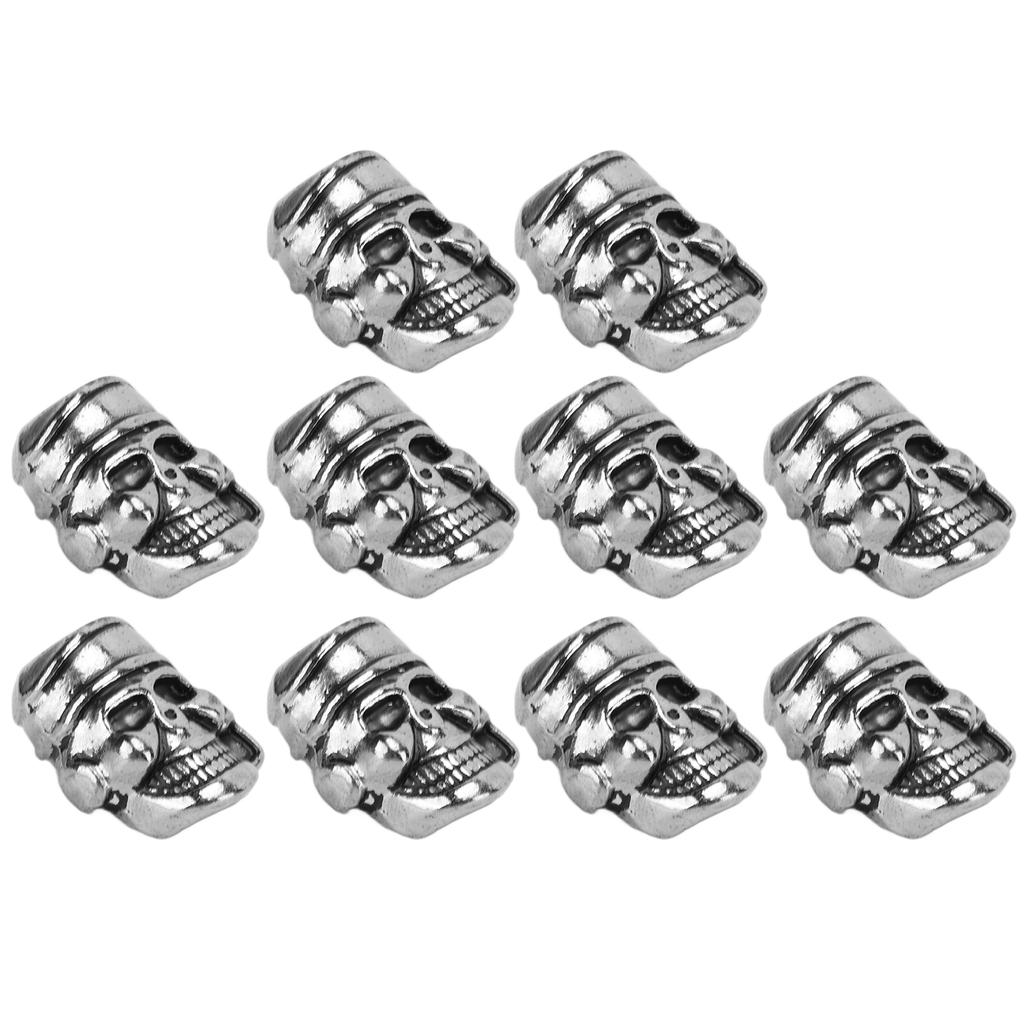 10Pcs Paracord Beads Metal Skull Pendant Buckle 4.5mm Hole for Knife Lanyards DIY Tool