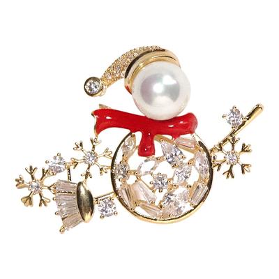 ÜCRETSİZ MELEK Noel Kardan Adam Şapkası İpek Mendil 3A Zirkon Kabuk Bağımsız Zarif ve Doğum Günü Partisi Altın Broş, İğne, Düğme, İğne, Bakır, Taş,