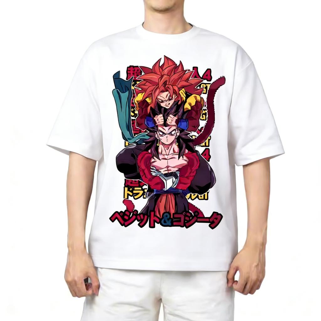 Summer White Plus Size Tshirt Dragon Ball Anime Printed Men and Women Casual Parent Child Tops Harajuku Y2K Streetwear Fashion