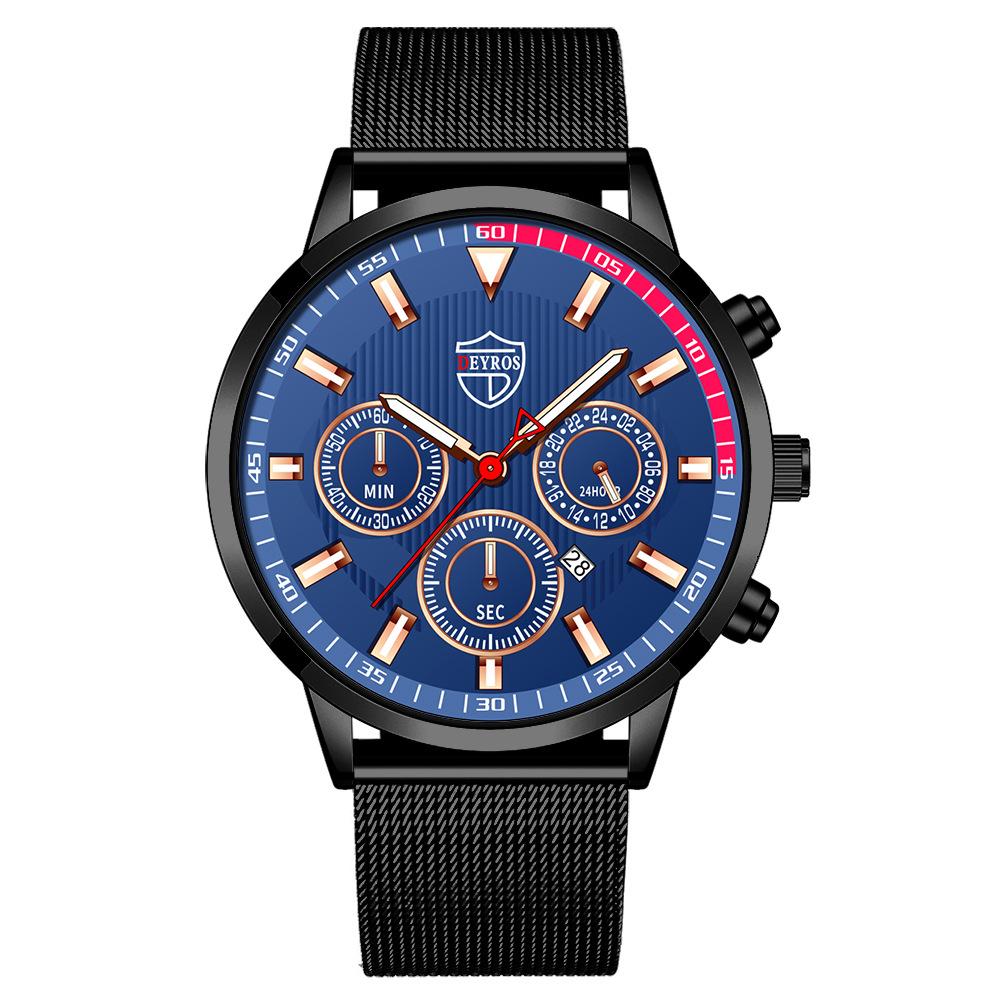 Milan Mesh Belt Watch Men'S Trend Fashion Calendar Luminous Quartz Watch