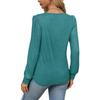 Women's Blouse Bubble Sleeve Drawstring Ruffle Round Neck Long Sleeve Top