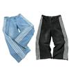 Retro American Harajuku Striped Wide-Leg Jeans: Casual, Loose-Fit Street Style