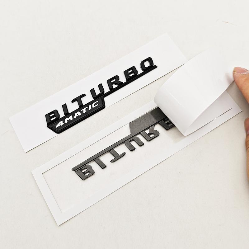 1pc 3D ABS C43 Logo Letters BITURBO 4MATIC Badge Car Rear Sticker Emblem For Mercedes Benz AMG W205 W206 Decorative Accessories