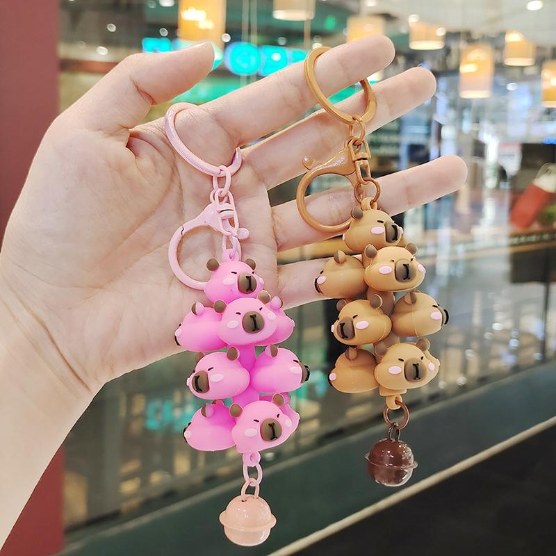 Cartoon Animal Kapibala Chick Key Chain Pvc Cute Pet Paradise Keychain Backpack Pendant Keyring For Children Women Gifts