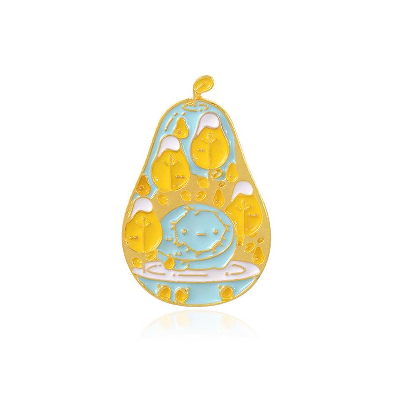 Black & Gold Two-Tone Fruit Forest Drip Oil Pear Denim Jacket Backpack Patch