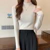 CANVAUS Maglione interno a collo alto da donna Camicia con fondo primavera e autunno Maglione attillato slim a maniche lunghe tutto abbinato Top corto stile western