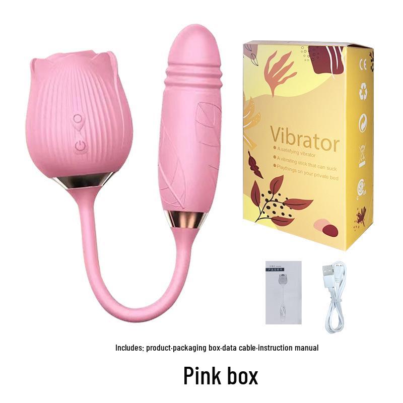 Women's Rose Flower Vibrator: 2nd/3rd Gen Tongue-Licking, Automatic Sucking & Telescopic Stick