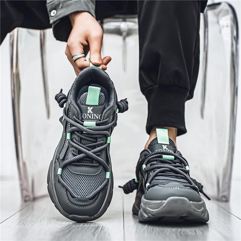 Retro Hong Kong style dad shoes men's summer breathable mesh sports shoes soft sole wear-resistant lightweight casual running trendy shoes