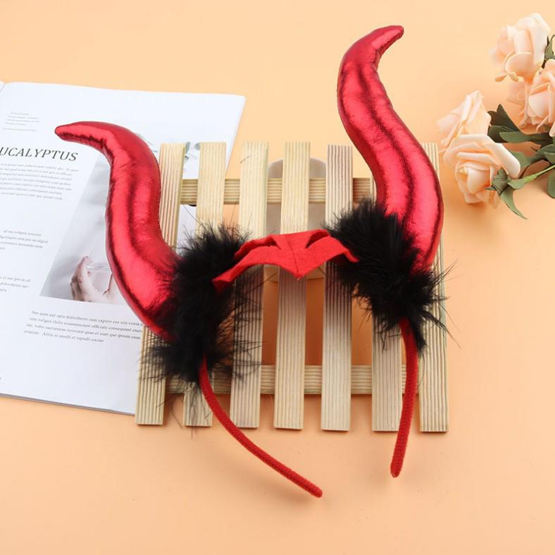Black Bull Horn Headdress - Halloween Witch Costume Accessory