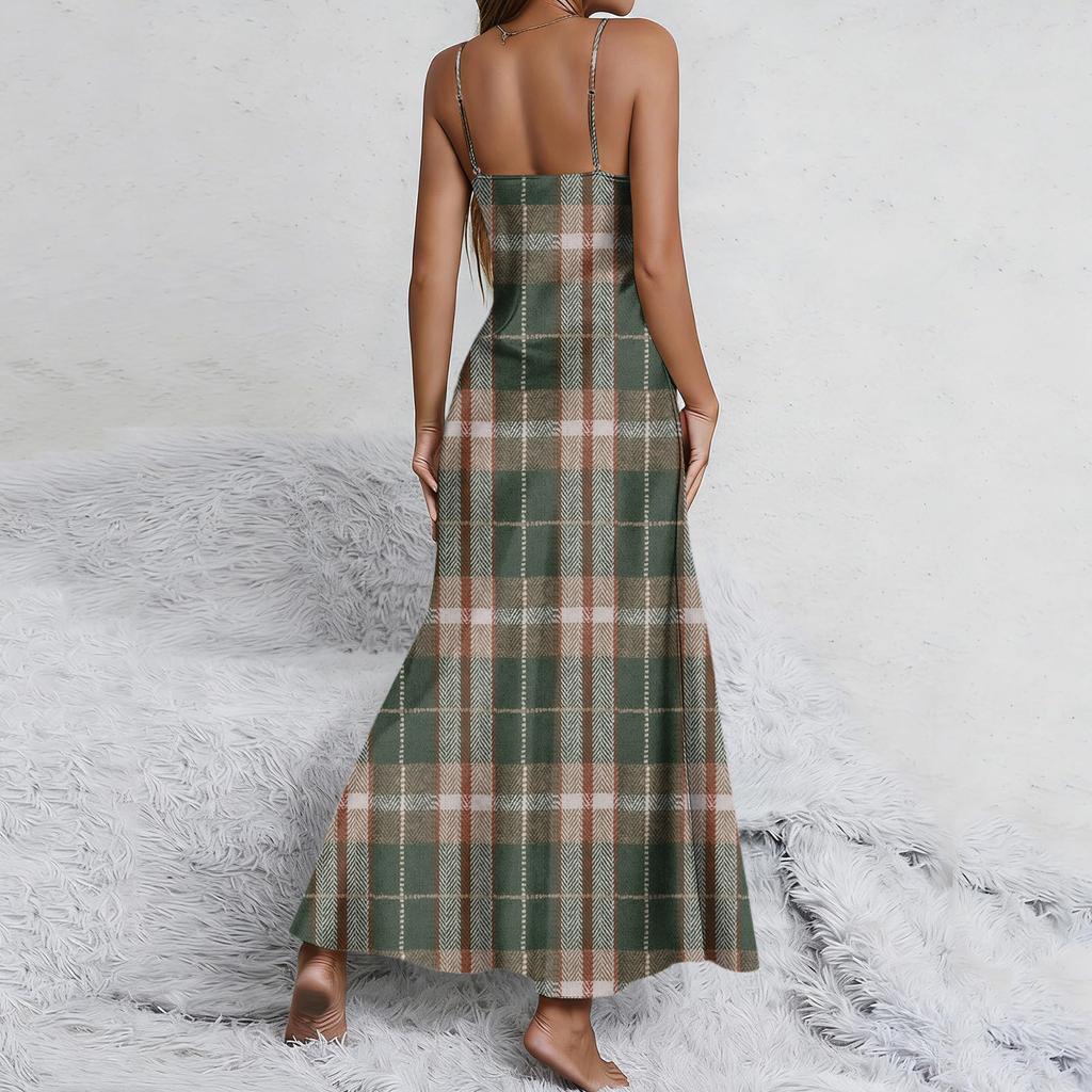 Sleeveless Plaid Maxi Dress for Women Casual Spaghetti Strap Sundresses for Women Summer Dresses Boho Dresses for Women 2026