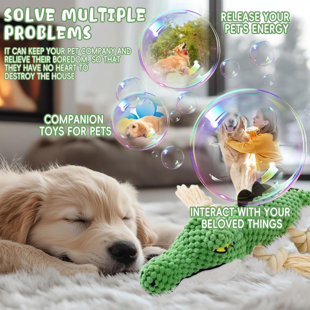 Crocodile Durable Dog Chew Toys Squeaky Interactive Puppy Dog Toys with Crinkle Paper Puppy Chew Toys for Teething