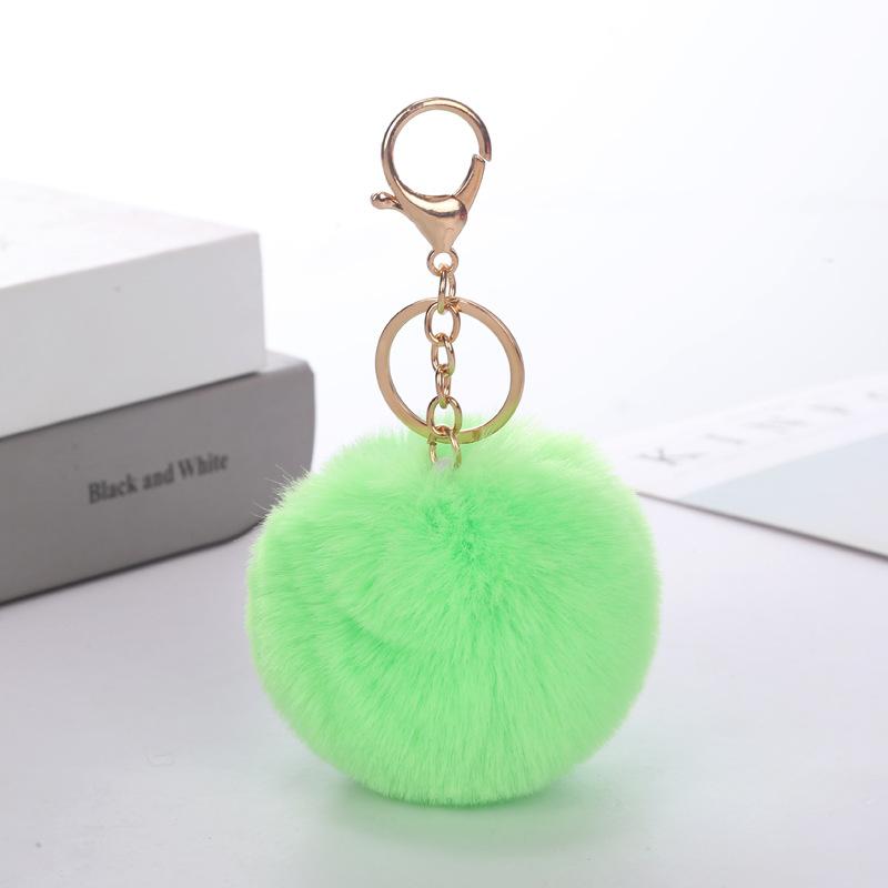 Schlüsselanhänger mit Kunsthasenfell-Bommel, Flauschiger Pompon-Taschenanhänger, Modisches Fellbommel-Accessoire für Damen-Taschen