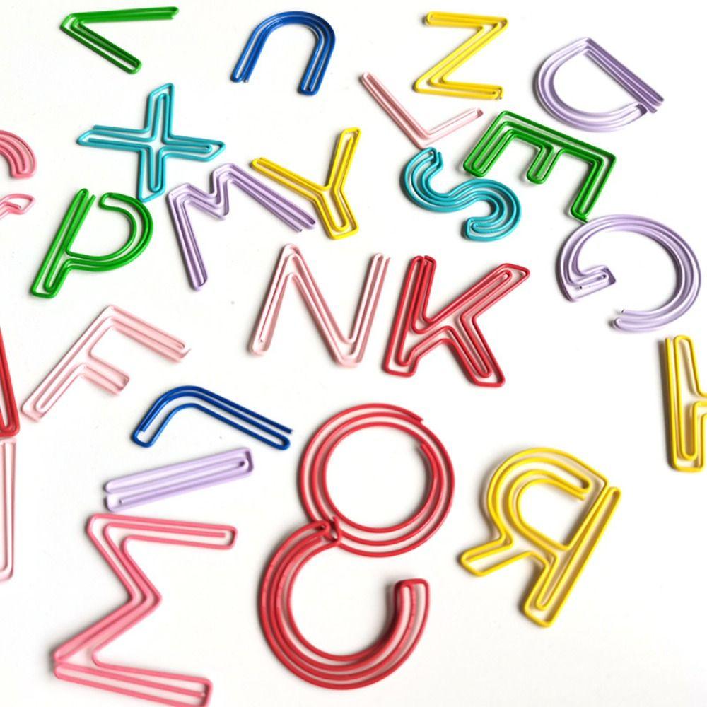 26pcs Hollow Letter Paper Clips Bookmark Photo Tickets Holder Colorful Paper Clamps  School