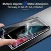Custodia per telefono in metallo a 360° con vetro su entrambi i lati e chiusura a scatto per Samsung Galaxy S24 S23 S22 S21 Ultra Plus S23 FE Cover protettiva per obiettivo