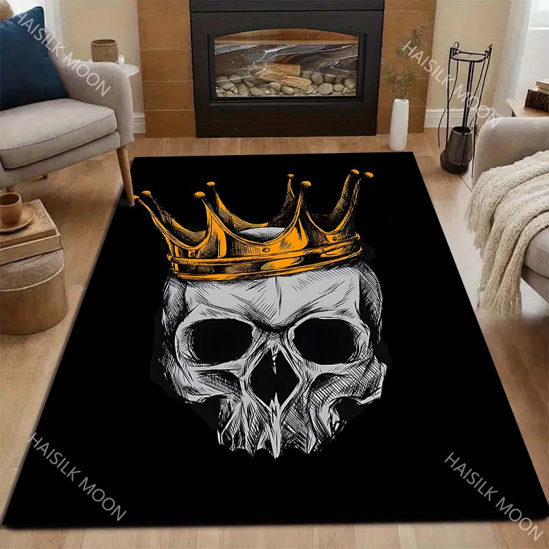 Multi Size Skeleton King Print Carpet for Living Room Bedroom Bedside Floor Mat Cloakroom Kids Activity Area Rugs Large Size