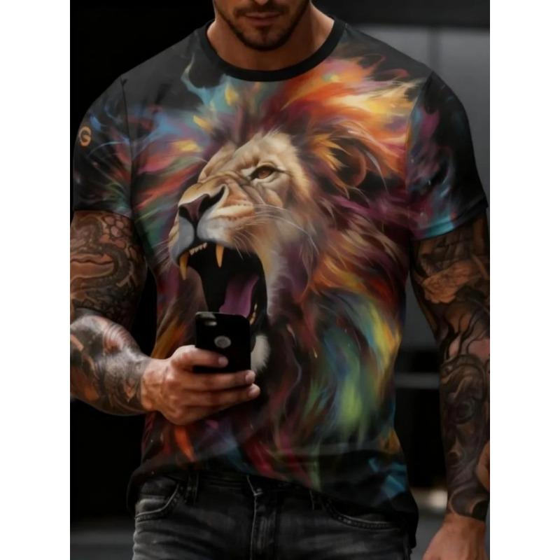 Men's 3D Printed T-Shirt Short Sleeve O-Neck Pullover Casual Top